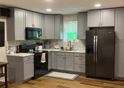 Powder Coat Light Gray Cabinets Finished Kitchen