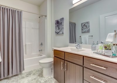 TFL Seria Cabinets Finished Bathroom White Counter Tops